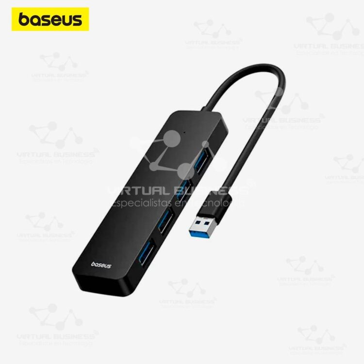 ADAPTADOR HUB BASEUS 4 EN 1 USBA A USB3.0*4 NEGRO 15CM