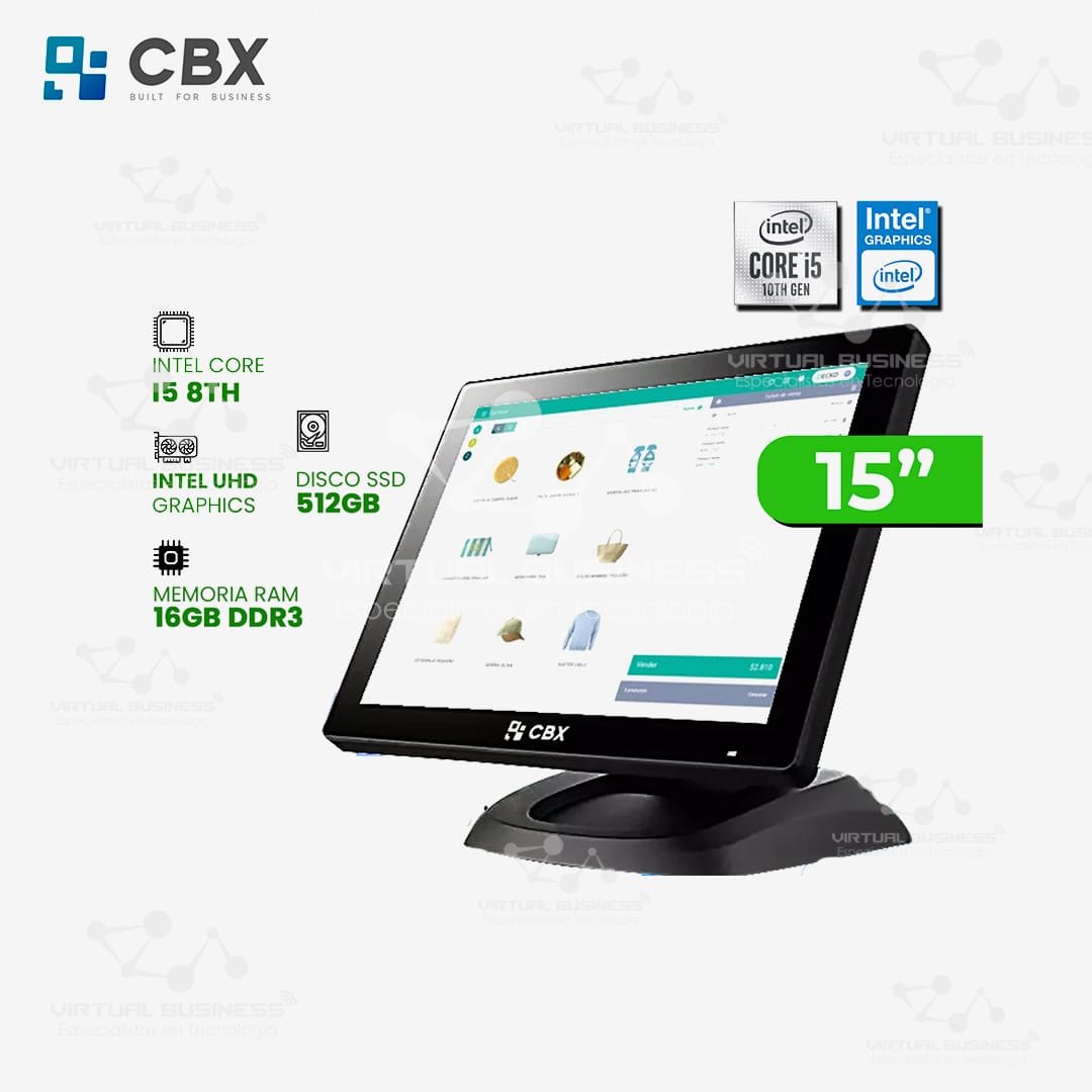 ALL IN ONE CBX EPOS-6520 PLUS CORE I5, 15" HD, 16GB RAM, 512GB SSD