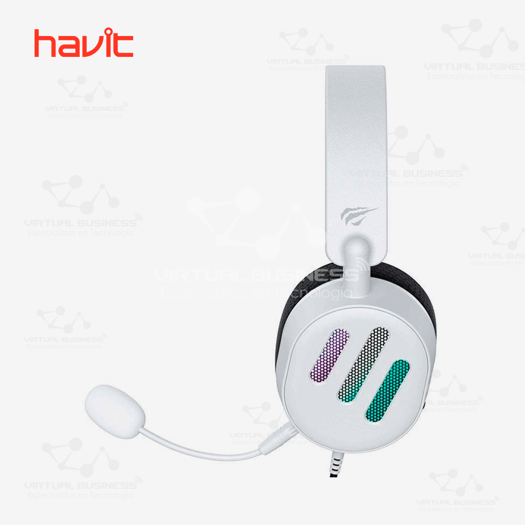 AUDÍFONOS GAMER HAVIT H2038U BLANCO RGB USB 7.1 - Imagen 3