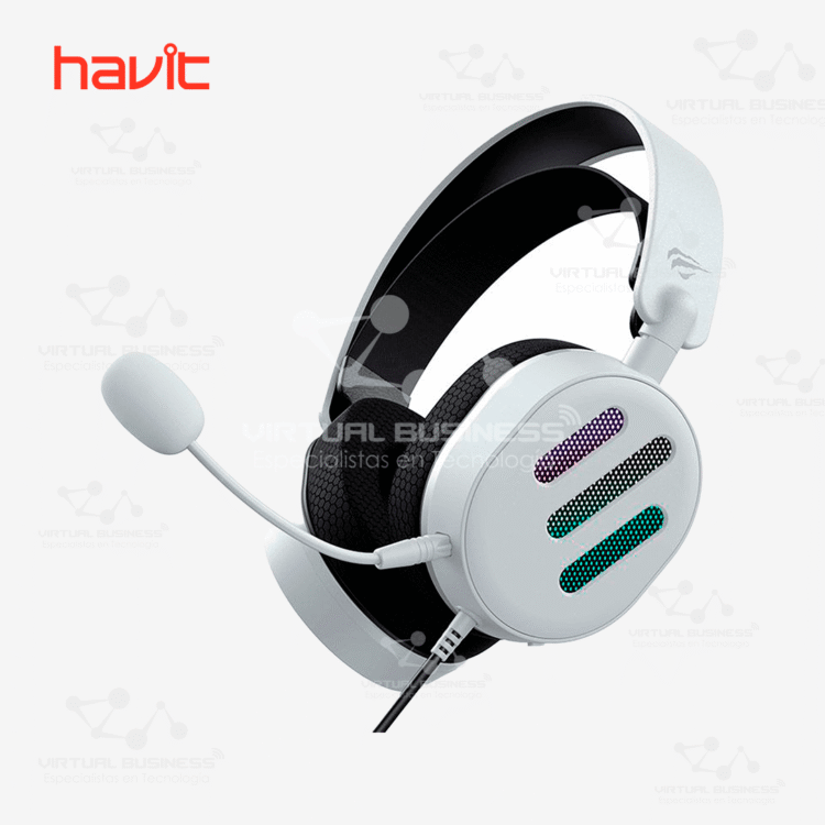 AUDÍFONOS GAMER HAVIT H2038U BLANCO RGB USB 7.1