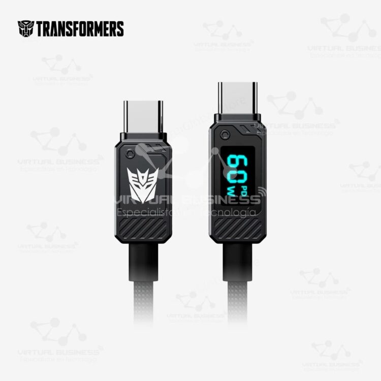 CABLE DE CARGA RAPIDA TRANSFORMER TF-A18 CON PANTALLA DIGITAL