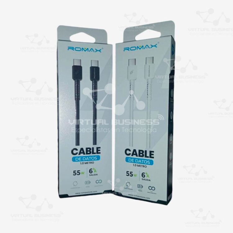 CABLE DE DATOS ROMAX TCD0474 1 METRO USB C A USB C 55W 6A