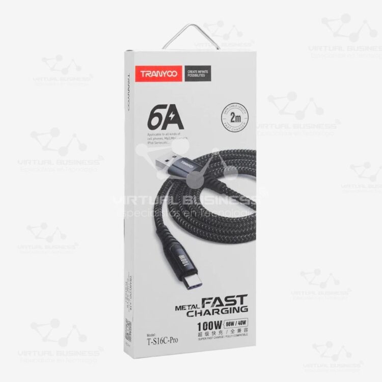 CABLE DE DATOS TRANYOO T-S16C-PRO 2 METROS USB A USB-C 6A