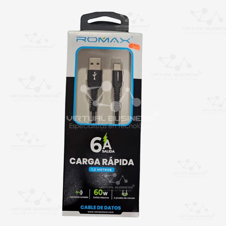 CABLE ROMAX TCD0324 1.2 METROS TIPO C PARA CARGA RÁPIDA