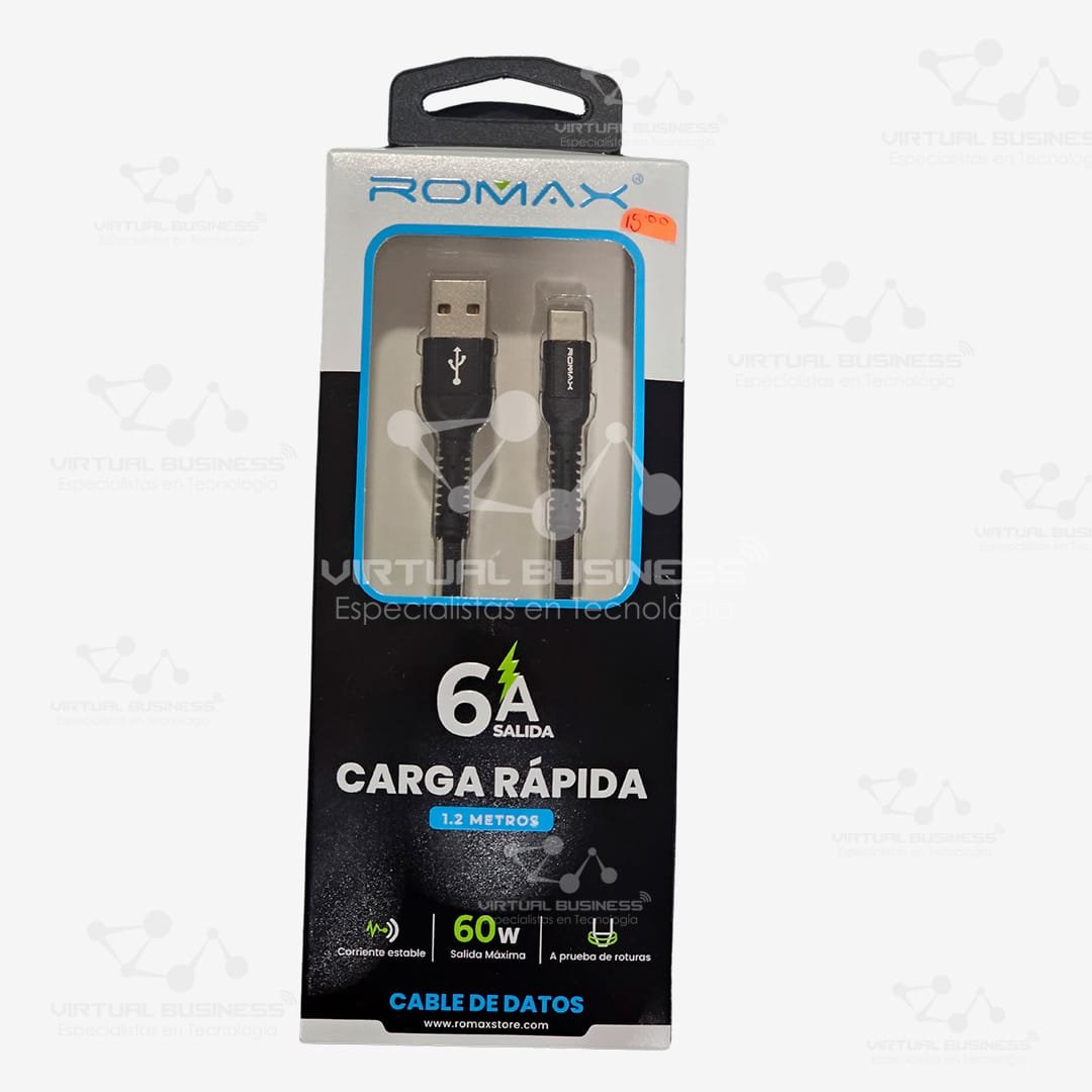 CABLE ROMAX TCD0324 1.2 METROS TIPO C PARA CARGA RÁPIDA
