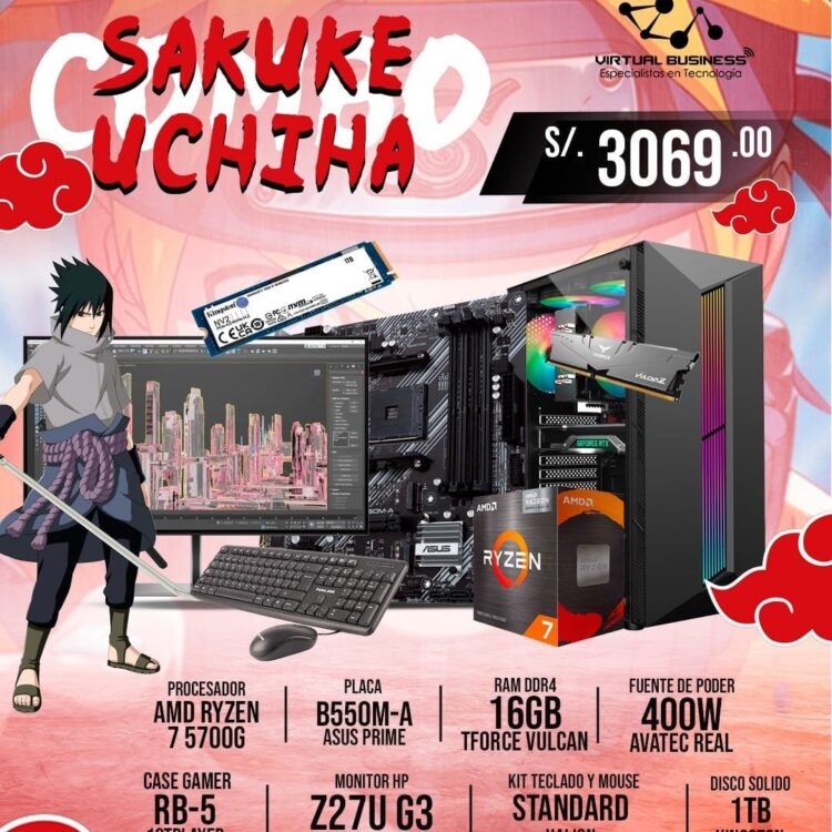 COMBO GAMER SASUKE UCHIHA RYZEN 7 5700G