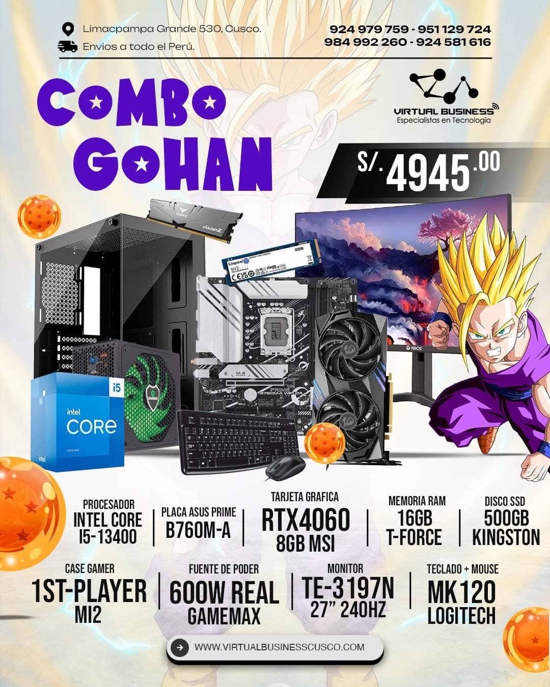 COMBO GAMER GOHAN INTEL CORE I5 13400