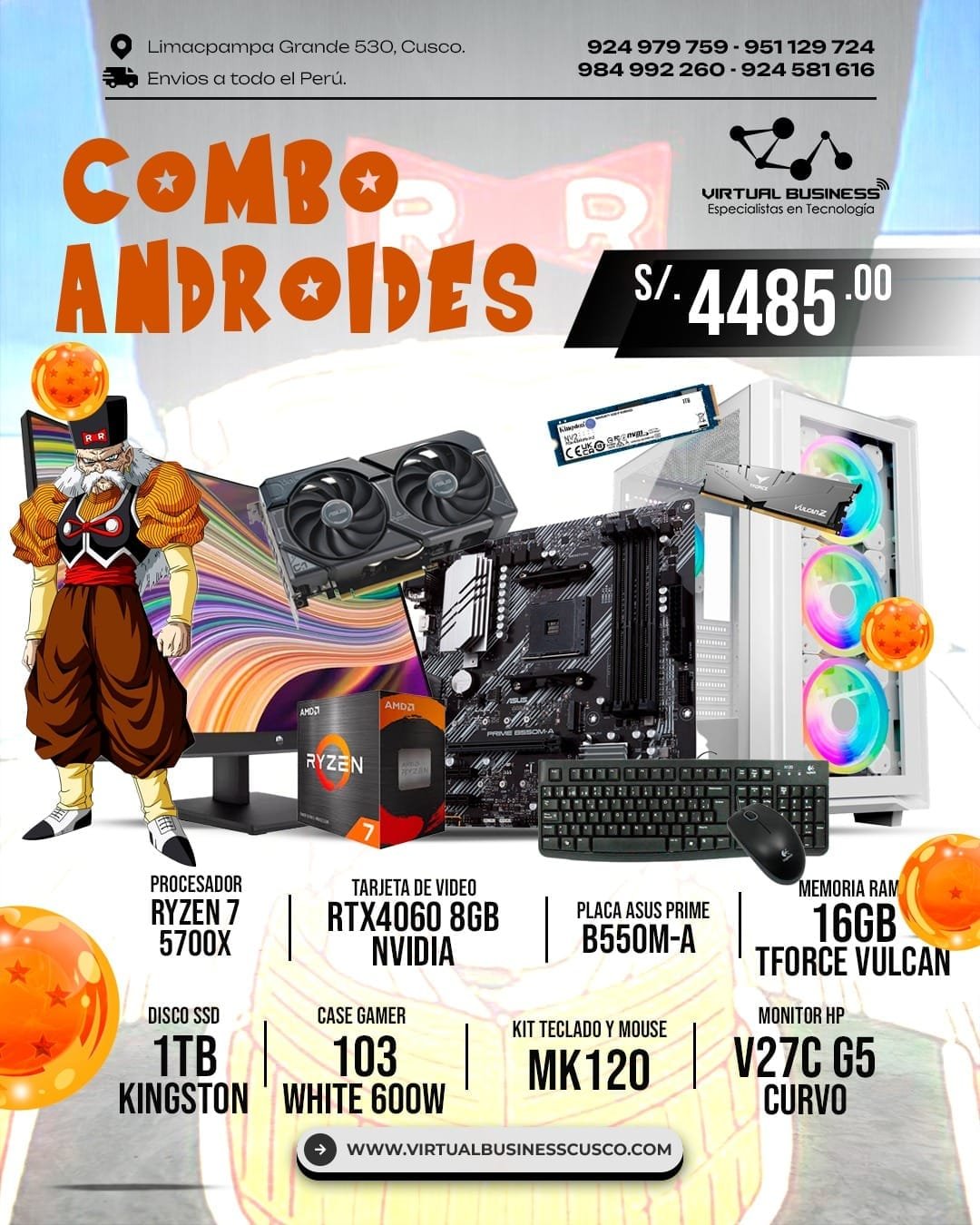 COMBO GAMER ANDROIDES RYZEN 7 5700X
