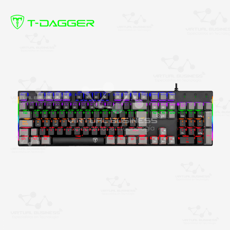 TECLADO MECÁNICO T-DAGGER NAXOS RAINBOW T-TGK310-GW-SP BLACK/GREY RED SWITCH